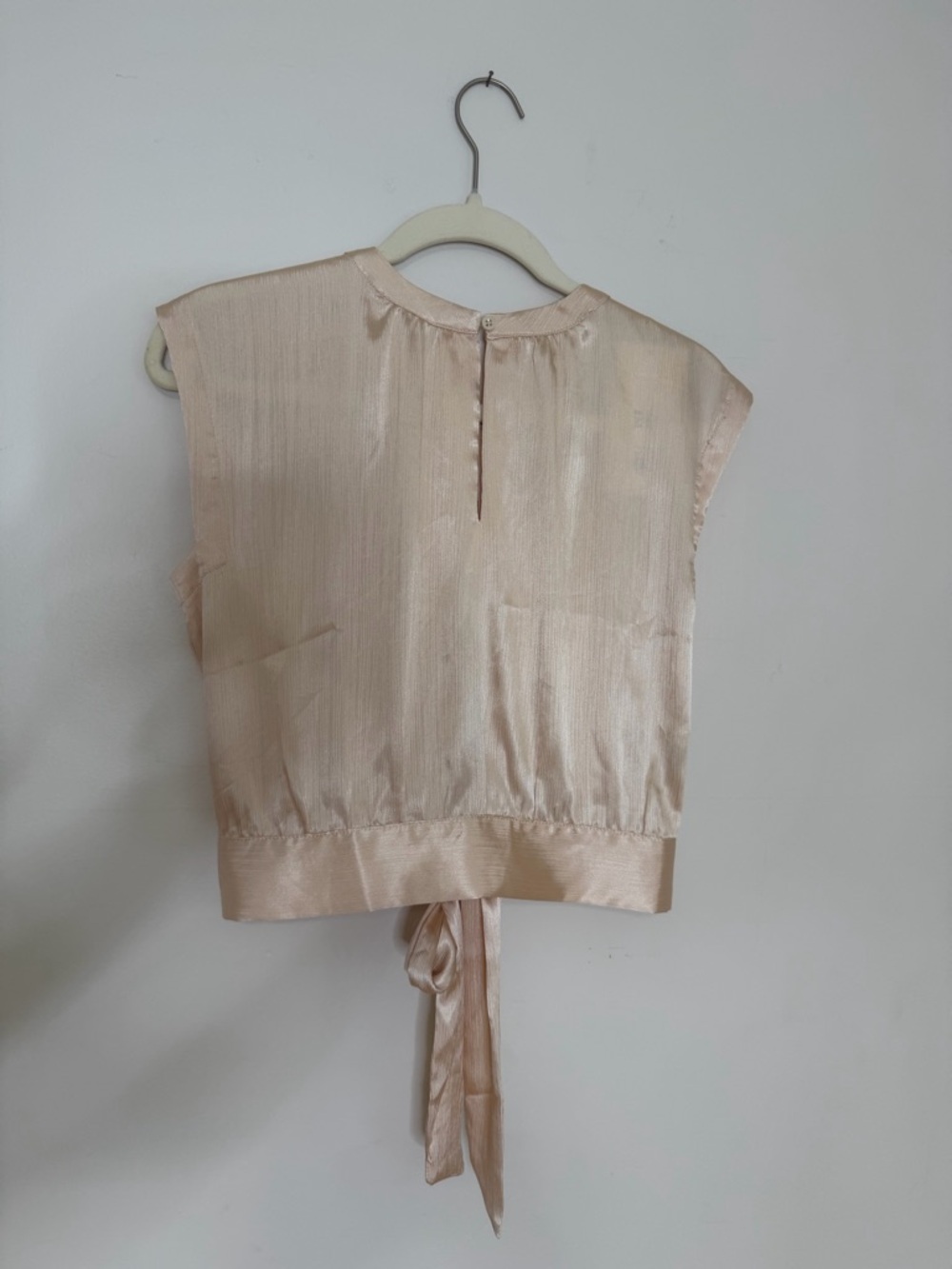 Satin Tie-Back Sleeveless Top - Cream - Picture 4 of 6